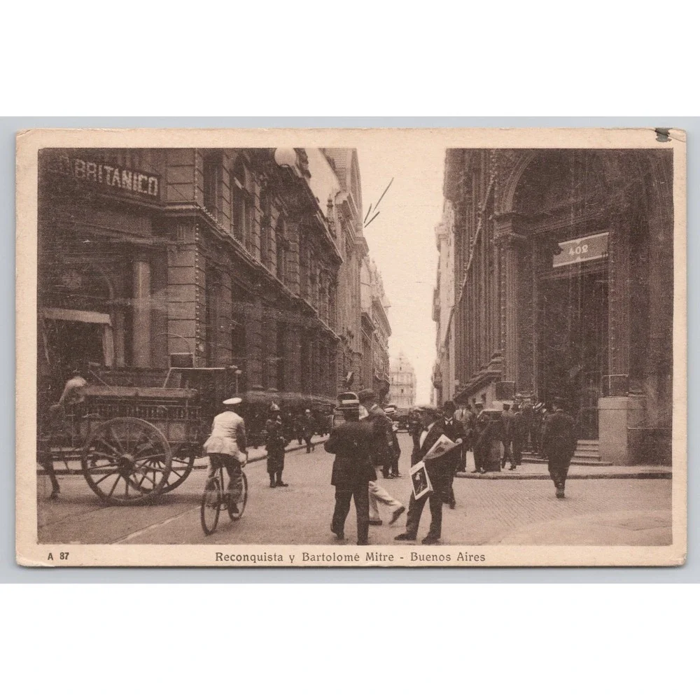 Vintage Postcard Reconquista y Bartolome Mitre Buenos‎ Aires Argentina Street